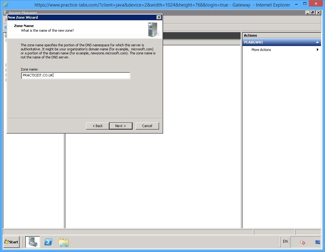 Practice Labs screenshot.